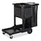 Rubbermaid Commercial Executive Janitorial Cleaning Cart, Plastic, 4 Shelves, 1 Bin, 21.75" x 46" x 38.38", Black 1861430 - alternate 6
